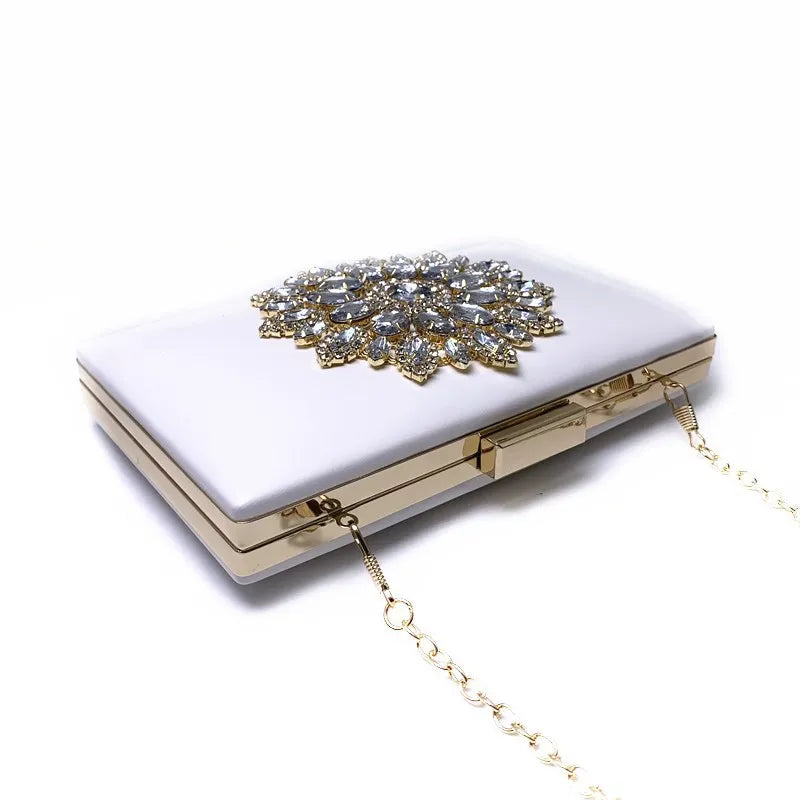 White Women Clutch Bag Wedding Clutch Purse Bridal Evening Crystal Summer Bags for Women