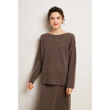 Autumn Winter 100% Cashmere Sweater Luxury Women's  Pullover Skirt Two Pieces Set