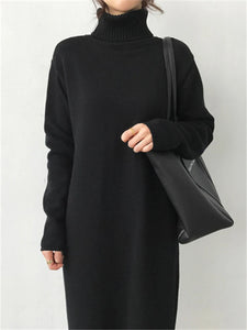 Wool Winter Womens Dress Fall Sweater Women Dress Long Sleeve Knitted Dresses