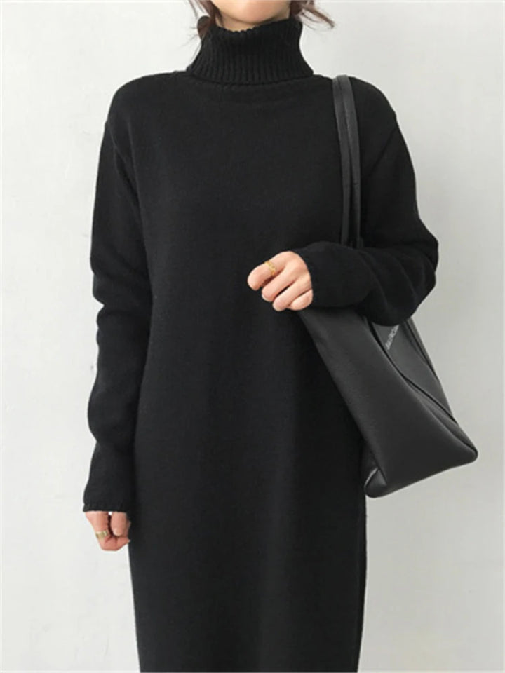 Wool Winter Womens Dress Fall Sweater Women Dress Long Sleeve Knitted Dresses