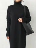 Wool Winter Womens Dress Fall Sweater Women Dress Long Sleeve Knitted Dresses