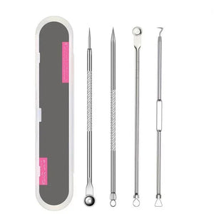 4Pcs/Set Blackhead Comedone Acne Pimple Belmish Extractor Vacuum Blackhead Remover Tool Spoon Rose Gold For Face Skin Care Tool