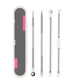 4Pcs/Set Blackhead Comedone Acne Pimple Belmish Extractor Vacuum Blackhead Remover Tool Spoon Rose Gold For Face Skin Care Tool