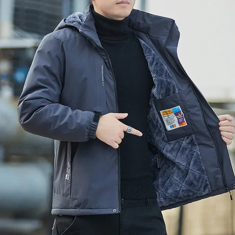 Men's Autumn Winter Jacket Plush Waterproof Male Spring Cotton Male Casual Windproof Jackets Hombre Coat Men Windbreak