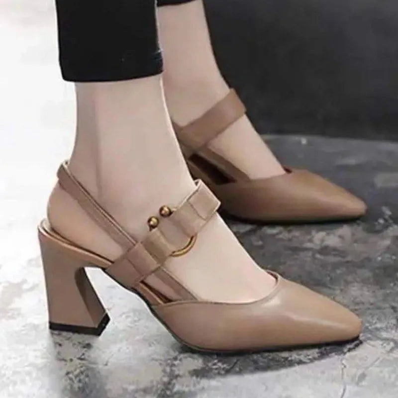 Women Leather High-heeled Sandals Summer Luxury High Heeled Sandals