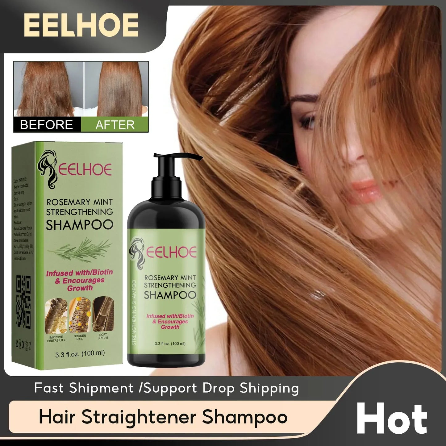 Hair Straightener Shampoo Repair Dry Frizzy Damage Anti Itch Dandruff Cleaning Scalp Treatment Refreshing Rosemary Mint Shampoo