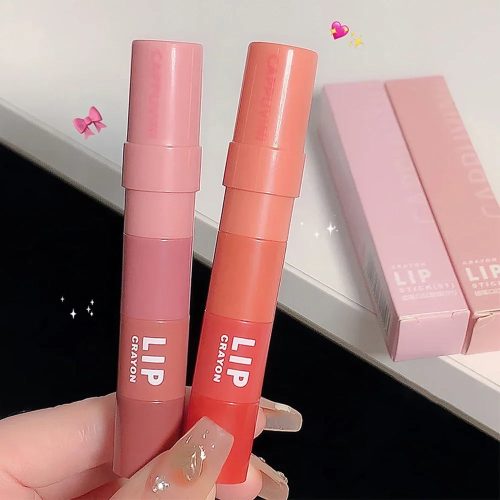 Matte Lipstick Pen 4 Colors In 1 Nude Pink Matte Lip Gloss Waterproof Long Lasting Lipstick Pencil Lip Liner Pen Lip Makeup Set