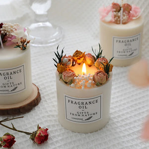 Preserved flower Scented Candle Soy Wax Dried Flowers Romantic  Candles Fragrance Ornament