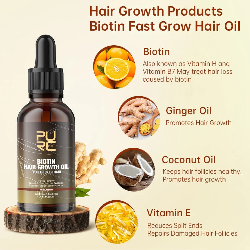 PURC Biotin Hair Shampoo Conditioner for Men Women Scalp Treatment Cleaning Hair Root Nourish Smooth Hair Oil Care Products Set