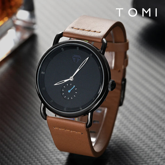 TOMI Men's Fashion Minimalist Watch Classic Round dial Quartz Watch Men's versatile High quality Watch Reloj Festival Gift