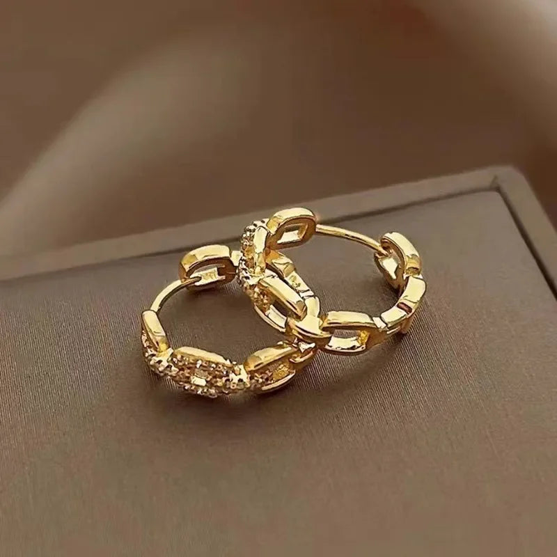 Delicacy 9999 24K genuine gold simple and elegant earrings interlocking earrings for women