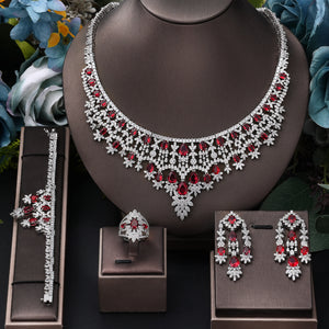 Luxury 4 Piece Bridal Zirconia Complete Jewelry Set for Ladies Party,