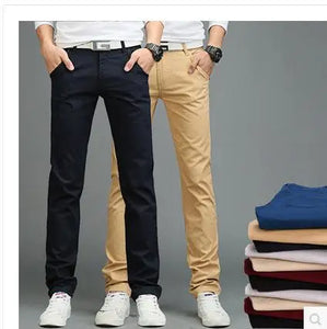 New Casual Pants Men Cotton Slim Fit Chinos Fashion Male Brand Clothing