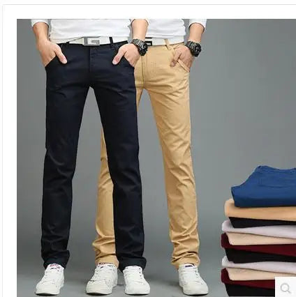 New Casual Pants Men Cotton Slim Fit Chinos Fashion Male Brand Clothing