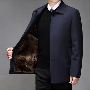 High-quality Middle-aged Men's Jacket Loose Casual Spring and Autumn Clothing Middle-aged Dad Coat Single-row Button Jacket