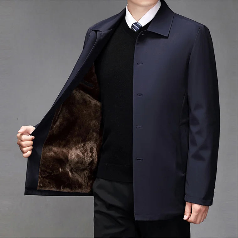 High-quality Middle-aged Men's Jacket Loose Casual Spring and Autumn Clothing Middle-aged Dad Coat Single-row Button Jacket