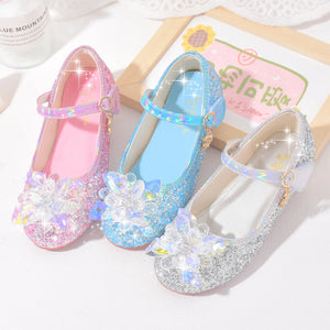 Party Dresses Shoes Heel Girls Glitter Elegant Girl Heels Shoes Child Shoe Low Heeled