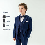 Boys Green High-end Suit Set  Child Performance Wedding Birthday Photography Costume Kids Blazer Vest Pants Bowtie Outfit