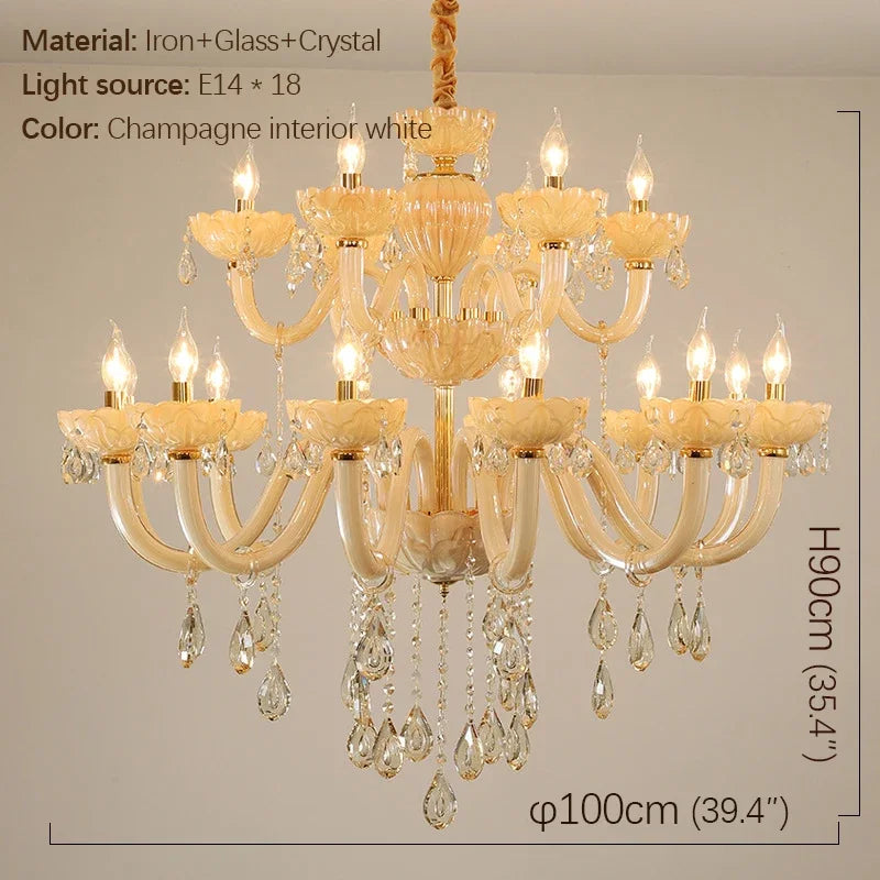 European Crystal Pendent Lamp Candle Lamp Luxury Art Living Room Restaurant Bedroom
