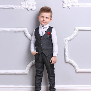 Korean Boy’s Gentlemen Suit Shirt Vest Trousers Three-piece Suit Boy Shirt Pants Suit 100-140cm Boy Children's Boy's Clothing