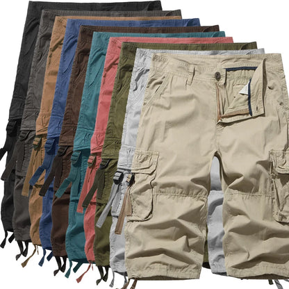 New style Cotton Below Knee Length  3/4 Long Shorts Men's Tactical Capri Pants Multi Pocket Summer Twill Work Cargo Pants Man