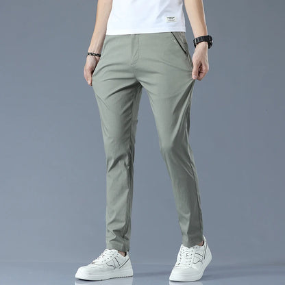 Slim Fit Casual Pants Men Lightweight Classic Straight Trousers for Men Breathable Cotton Joggers Business Solid khaki Pants