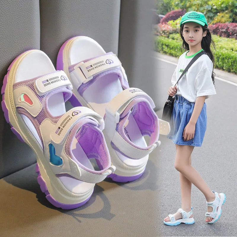 Girls' Sandals  New Summer Big Kids Beach Fashion Sports Soft Soled