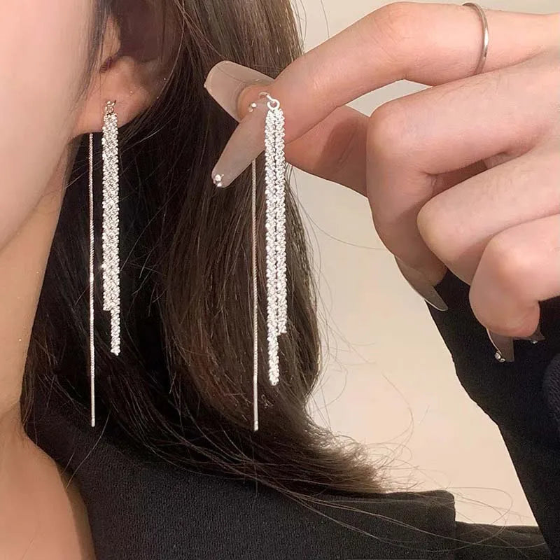 New Long Tassel Chain Dangle Earrings for Women girl Trend Korean Fashion Fine Earring Wedding Luxury Y2K Jewelry Wholesale