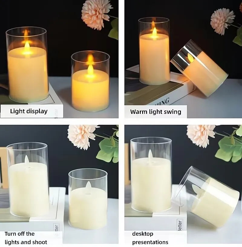 led rocking simulation glass electronic candle light Christmas wedding birthday romantic atmosphere candle decoration