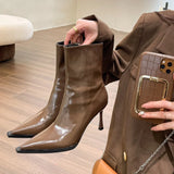 Fashion Sexy Autumn Winter Women Ankle Boots Pointed Toe Short Booties Shoes