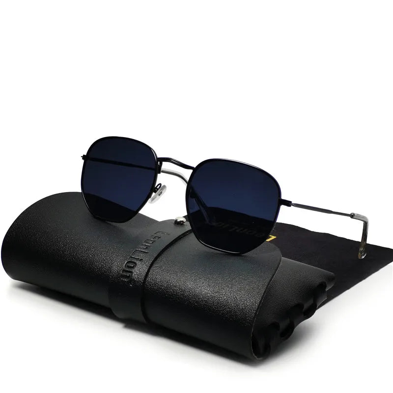 Metal Vintage Sunglasses Men Luxury Brand Polygon Glasses Men