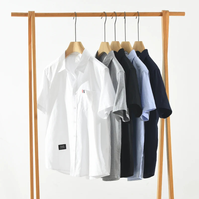 White Short Sleeve Shirt for Men Summer New Loose Casual Shirt Men's Clothing