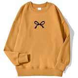 Casual Women's Sweatshirts Kawaii Bow Graphic Prints Pullover Comfortable Warm