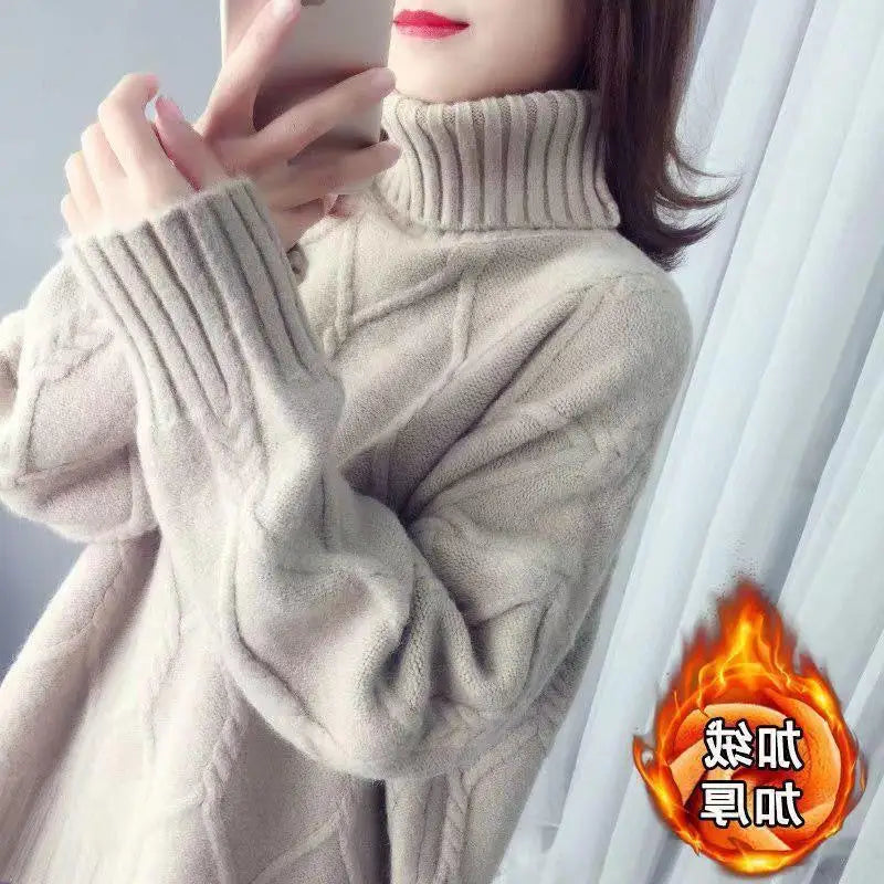 Autumn Winter New Fashion High Collar Long Sleeve Solid Sweaters Women's Clothing
