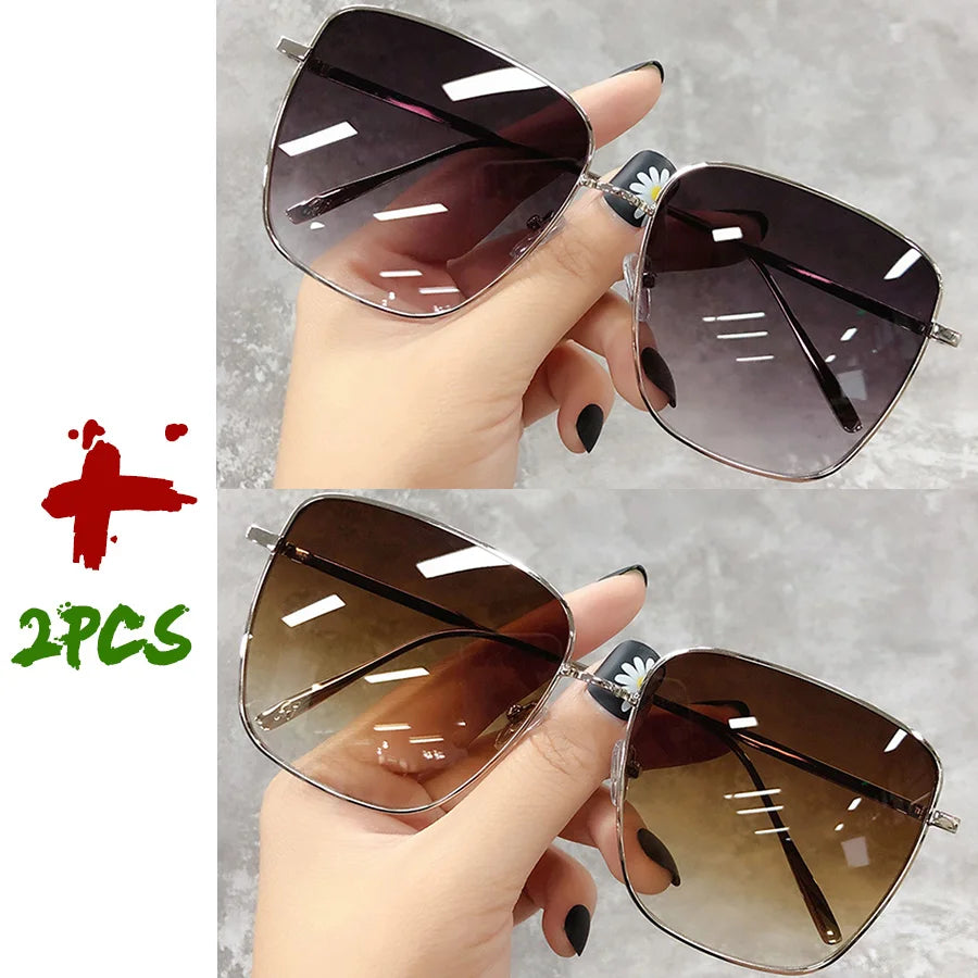 Sunglasses Women Men Retro Alloy Frame  Luxury Brand Design Business Travel Drive Sun Glasses