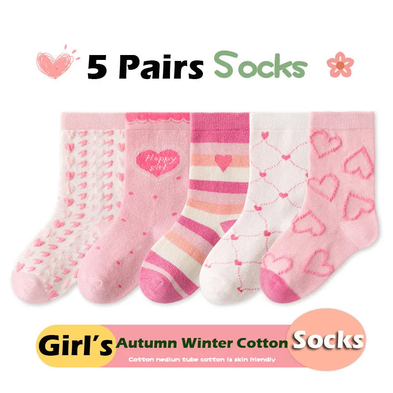 Little Girls Socks Spring Baby Cotton Socks Big Children Girl Cartoon Love
