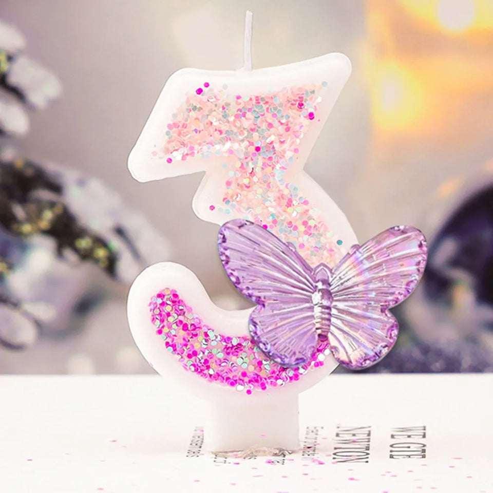 Children's Birthday Candles 0-9 Number Pink Purple Candle