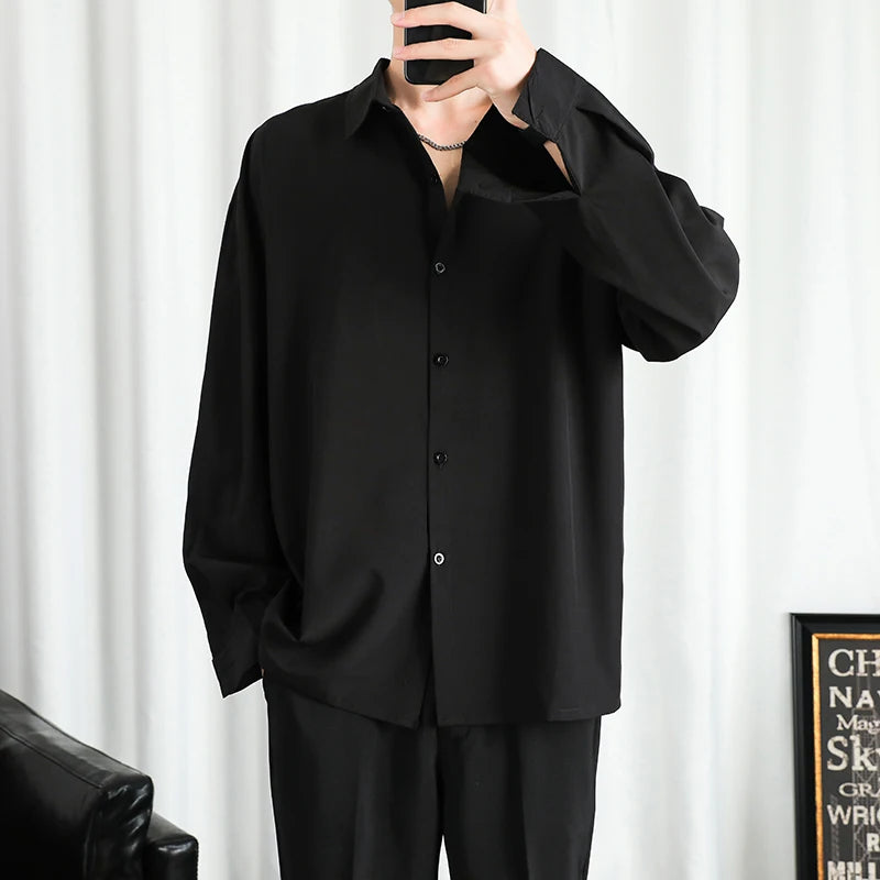 Shirt Men Solid  Long sleeved Shirt For Men Korean Fashion Shirts