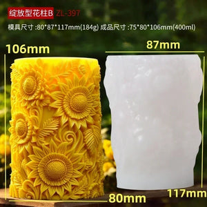 candle silicone mold flower bouquet relief resin mould blooming flower gypsum molds