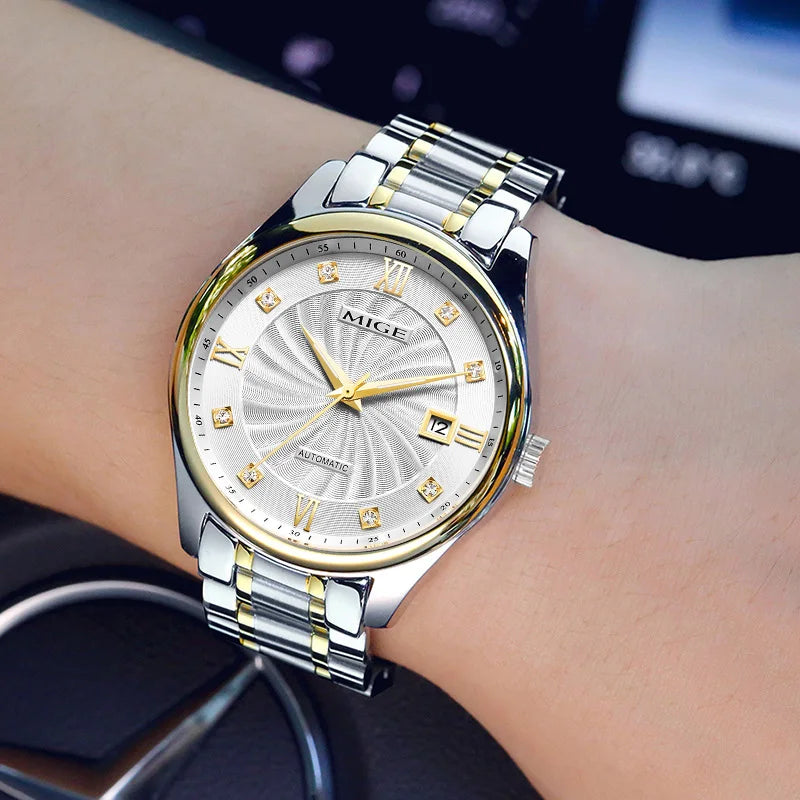 MIGE brand business steel mechanical watches for men japan 82s0 movement waterproof automatic luxury Casual sapphire mens watch