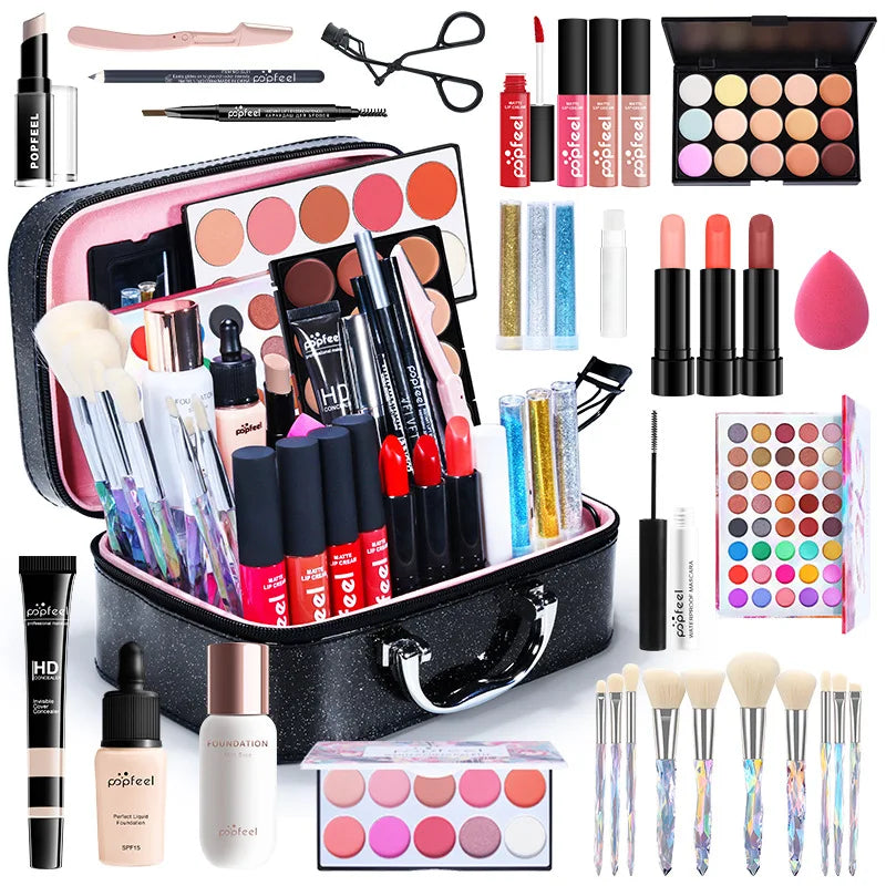 Eyeshadow Lip Gloss Foundation Lip Gloss Lipstick Cosmetic Case Complete Makeup Set