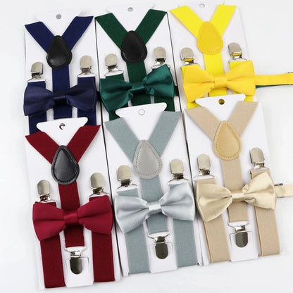 Kids Suspenders With Bowtie Fashion Children Bow Tie Set Boys Braces Girls Adjustable Suspenders Baby Wedding Ties Accessories