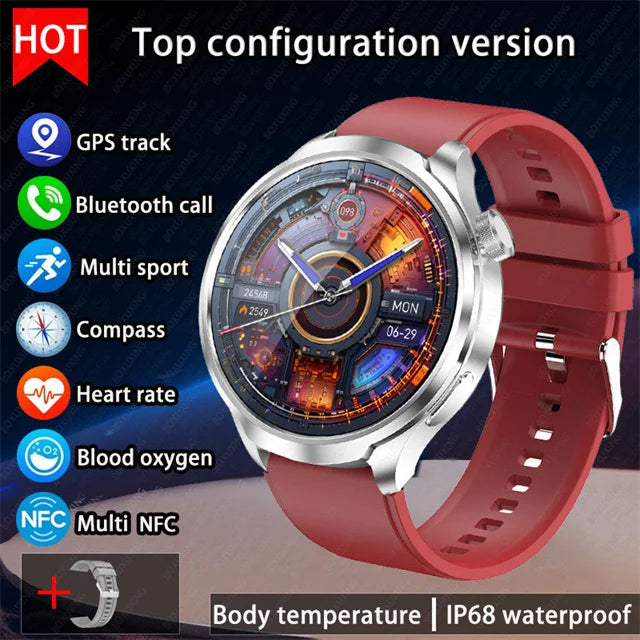 For HUAWEI Outdoor Sports Smart Watch Men AMOLED Screen NFC GPS Compass Heart rate Waterproof Bluetooth Call SmartWatch 2024 New