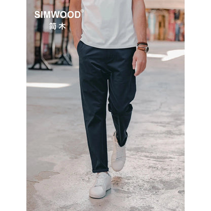 SIMWOOD  Autumn New Comfortable Tapered Chinos Pants Men 250gsm Fabric Classical Trousers