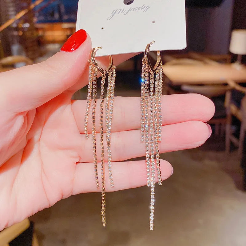 Hanging Earrings Retro Long Tassel Earrings feminine temperament  Coconut Rhinestone S925 Silver Needle 2023 NEW Fashion Jewelry