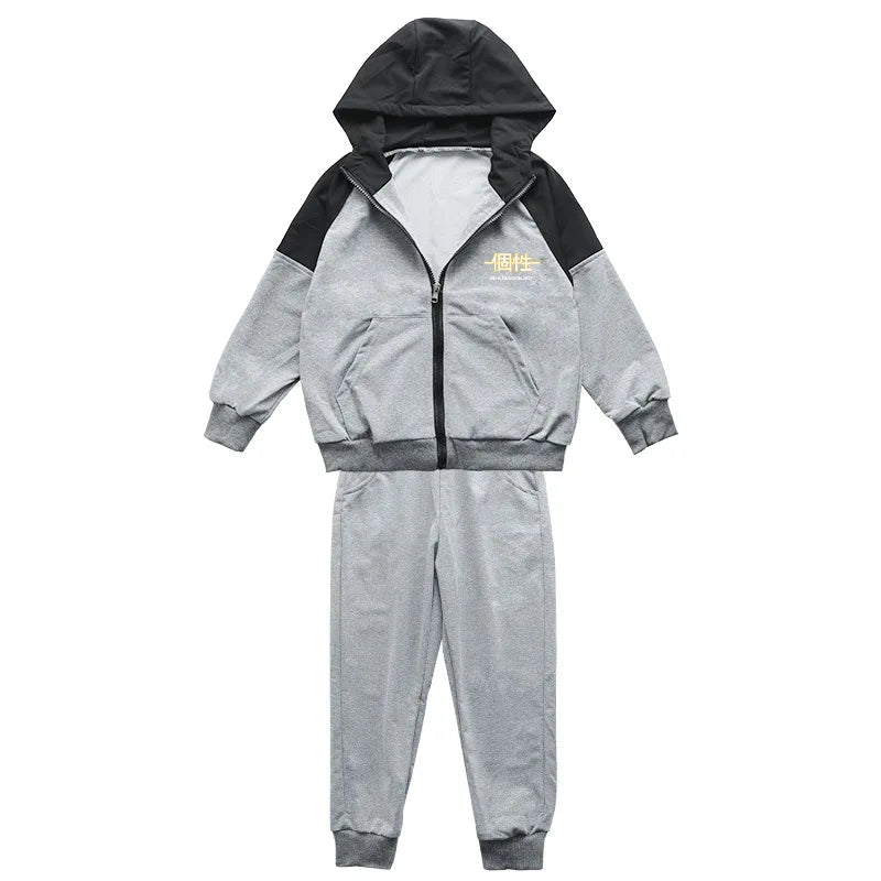 autumn zipper splicing jacket hoodie + pants Child tracksuit Clothes boys