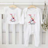 Newborn Girl Coming Home Outfit Personalized Baby Girl Outfit Custom Name Coming Home Outfit Monogrammed Baby Shower Gift Set