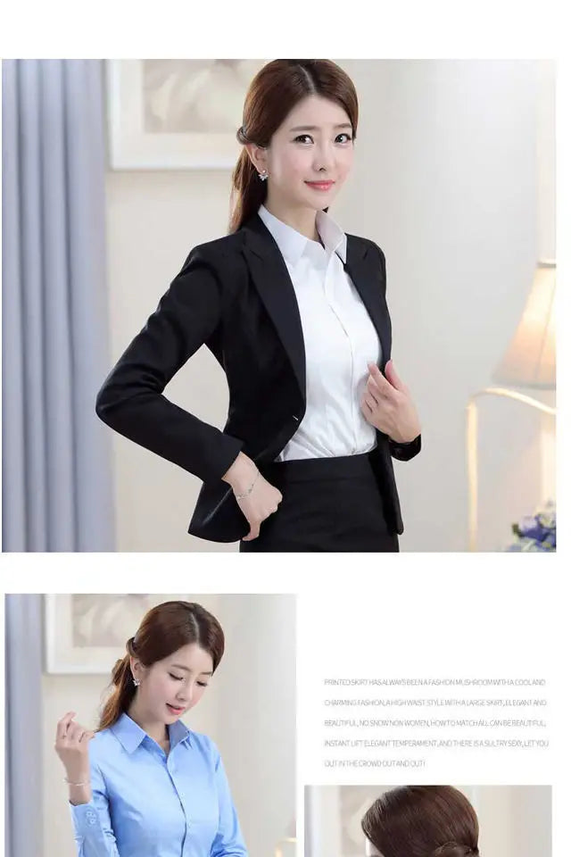 Female Long-sleeve Professional Shirt Formal Dress Large Size Work Clothes OL Button Womens Tops