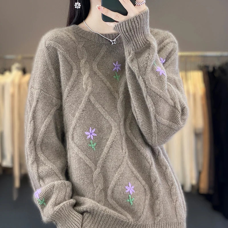 High end Luxury 100% Merino Wool Sweater Women's Autumn/Winter