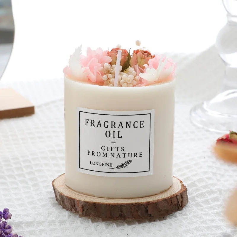 Preserved flower Scented Candle Soy Wax Dried Flowers Romantic  Candles Fragrance Ornament